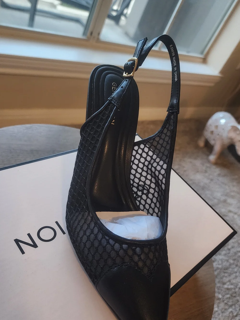 Black Mesh Pointed-Toe Slingback Pump - Picture 6 of 9